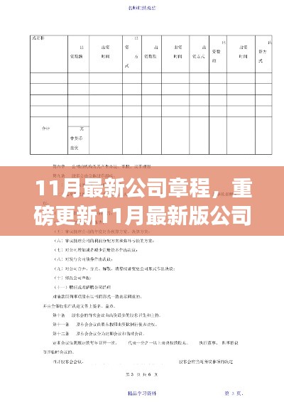 重磅更新！11月最新公司章程详解，企业必备指南！