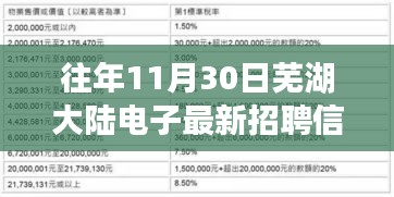 往年11月30日芜湖大陆电子最新招聘信息解析与评测报告