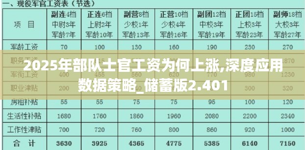 2025年部队士官工资为何上涨,深度应用数据策略_储蓄版2.401