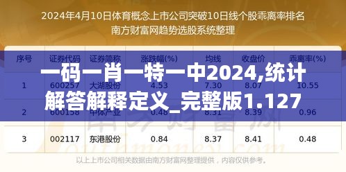 一码一肖一特一中2024,统计解答解释定义_完整版1.127