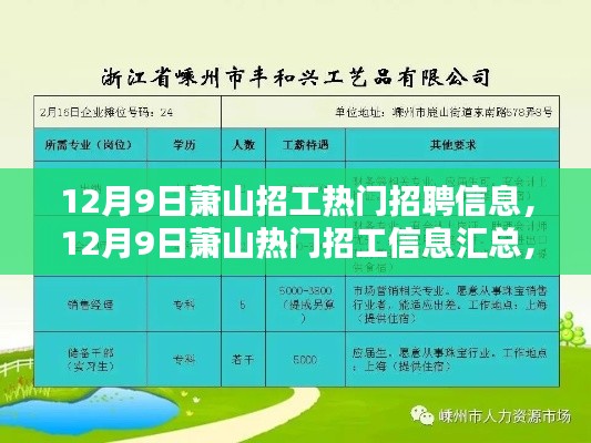 12月9日萧山热门招聘信息汇总，探寻最佳职业机会一览