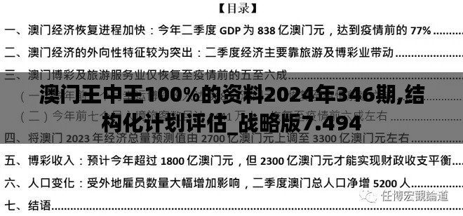 澳门王中王100%的资料2024年346期,结构化计划评估_战略版7.494