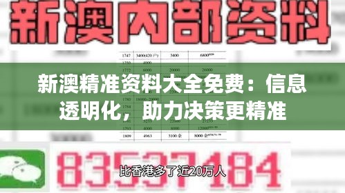 新澳精准资料大全免费：信息透明化，助力决策更精准