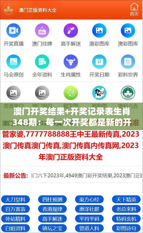 澳门开奖结果+开奖记录表生肖348期：每一次开奖都是新的开始