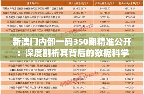 新澳门内部一码350期精准公开：深度剖析其背后的数据科学