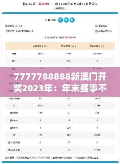 7777788888新澳门开奖2023年：年末盛事不可错过的百万大奖揭晓