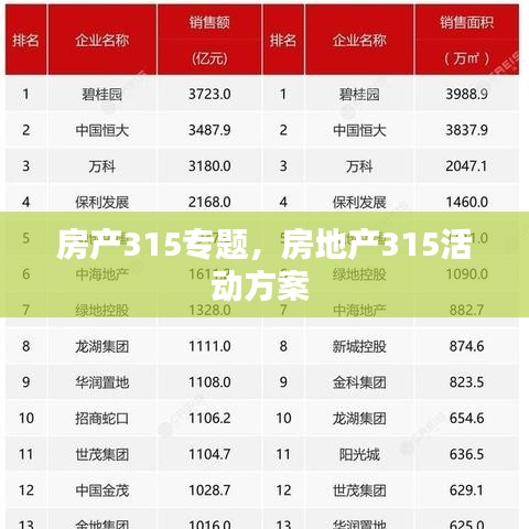 房产315专题，房地产315活动方案 