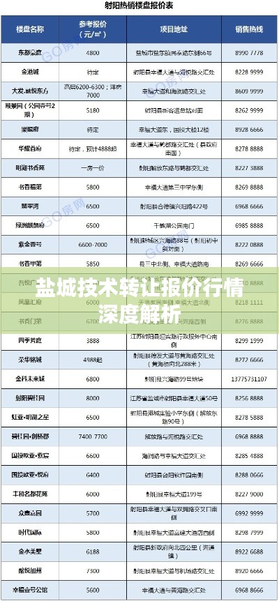 盐城技术转让报价行情深度解析